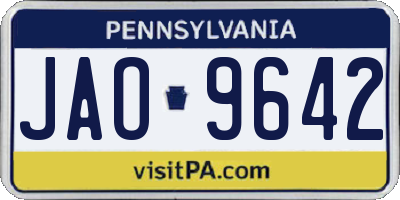 PA license plate JAO9642