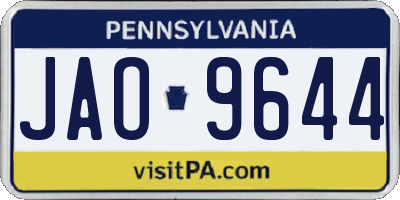 PA license plate JAO9644