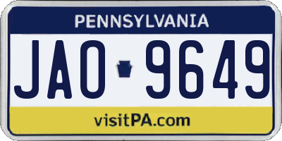PA license plate JAO9649