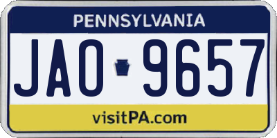 PA license plate JAO9657