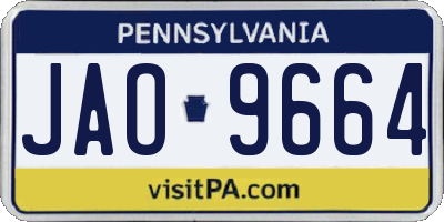 PA license plate JAO9664