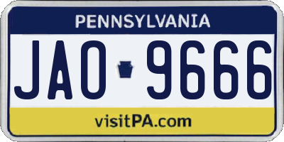 PA license plate JAO9666