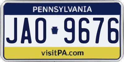 PA license plate JAO9676