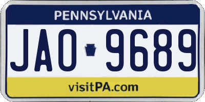 PA license plate JAO9689