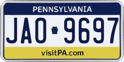 PA license plate JAO9697
