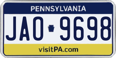 PA license plate JAO9698