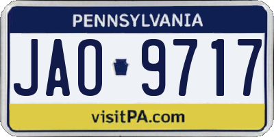 PA license plate JAO9717