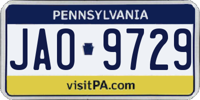 PA license plate JAO9729