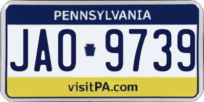 PA license plate JAO9739