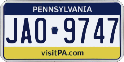 PA license plate JAO9747