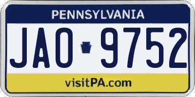 PA license plate JAO9752