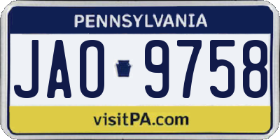 PA license plate JAO9758