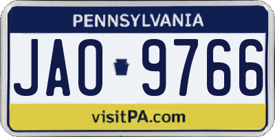 PA license plate JAO9766