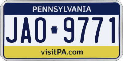 PA license plate JAO9771