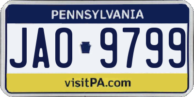 PA license plate JAO9799
