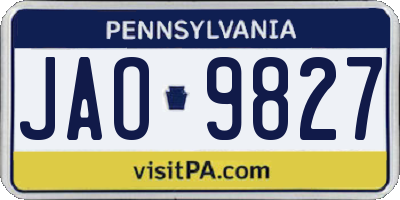 PA license plate JAO9827