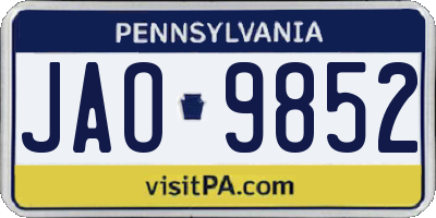PA license plate JAO9852