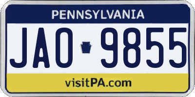 PA license plate JAO9855