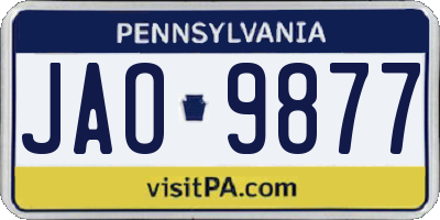 PA license plate JAO9877