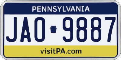 PA license plate JAO9887