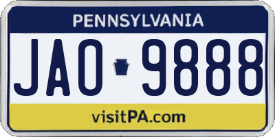 PA license plate JAO9888