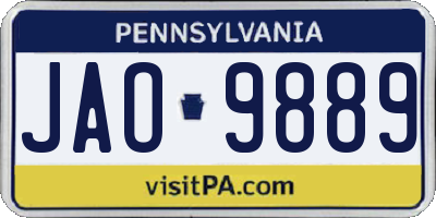 PA license plate JAO9889