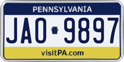 PA license plate JAO9897