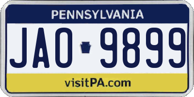 PA license plate JAO9899
