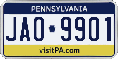 PA license plate JAO9901