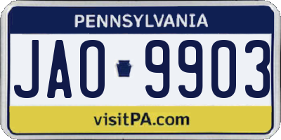 PA license plate JAO9903