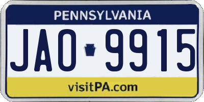 PA license plate JAO9915