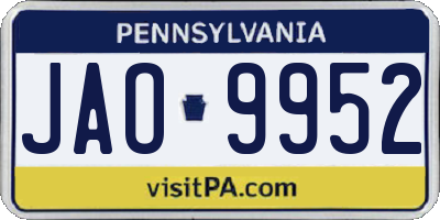 PA license plate JAO9952