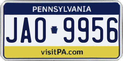 PA license plate JAO9956
