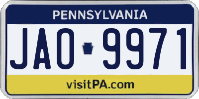 PA license plate JAO9971
