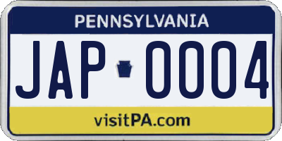 PA license plate JAP0004