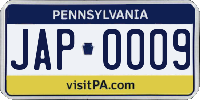 PA license plate JAP0009