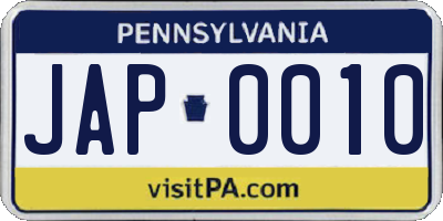 PA license plate JAP0010