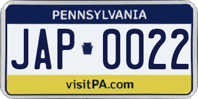 PA license plate JAP0022
