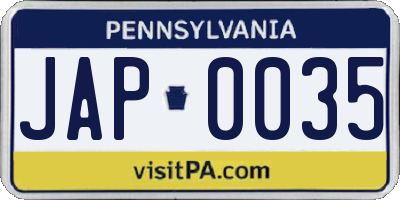 PA license plate JAP0035