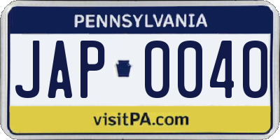 PA license plate JAP0040