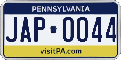 PA license plate JAP0044