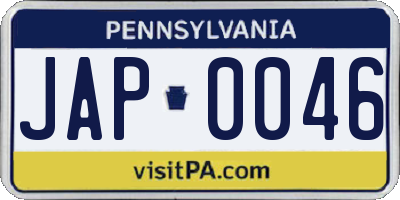 PA license plate JAP0046