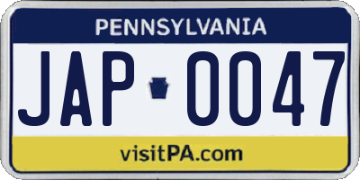 PA license plate JAP0047