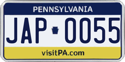 PA license plate JAP0055
