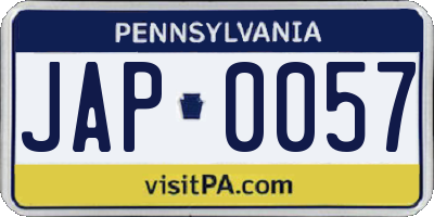 PA license plate JAP0057