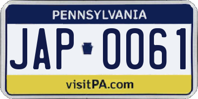 PA license plate JAP0061