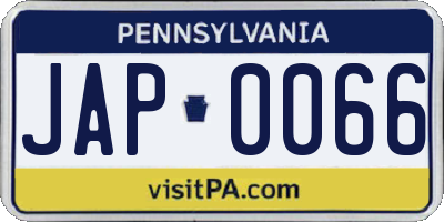 PA license plate JAP0066
