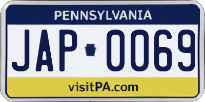 PA license plate JAP0069