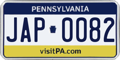 PA license plate JAP0082