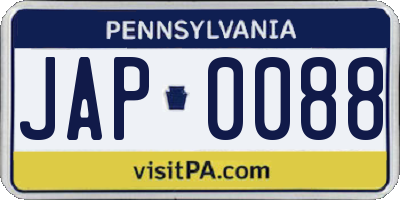 PA license plate JAP0088